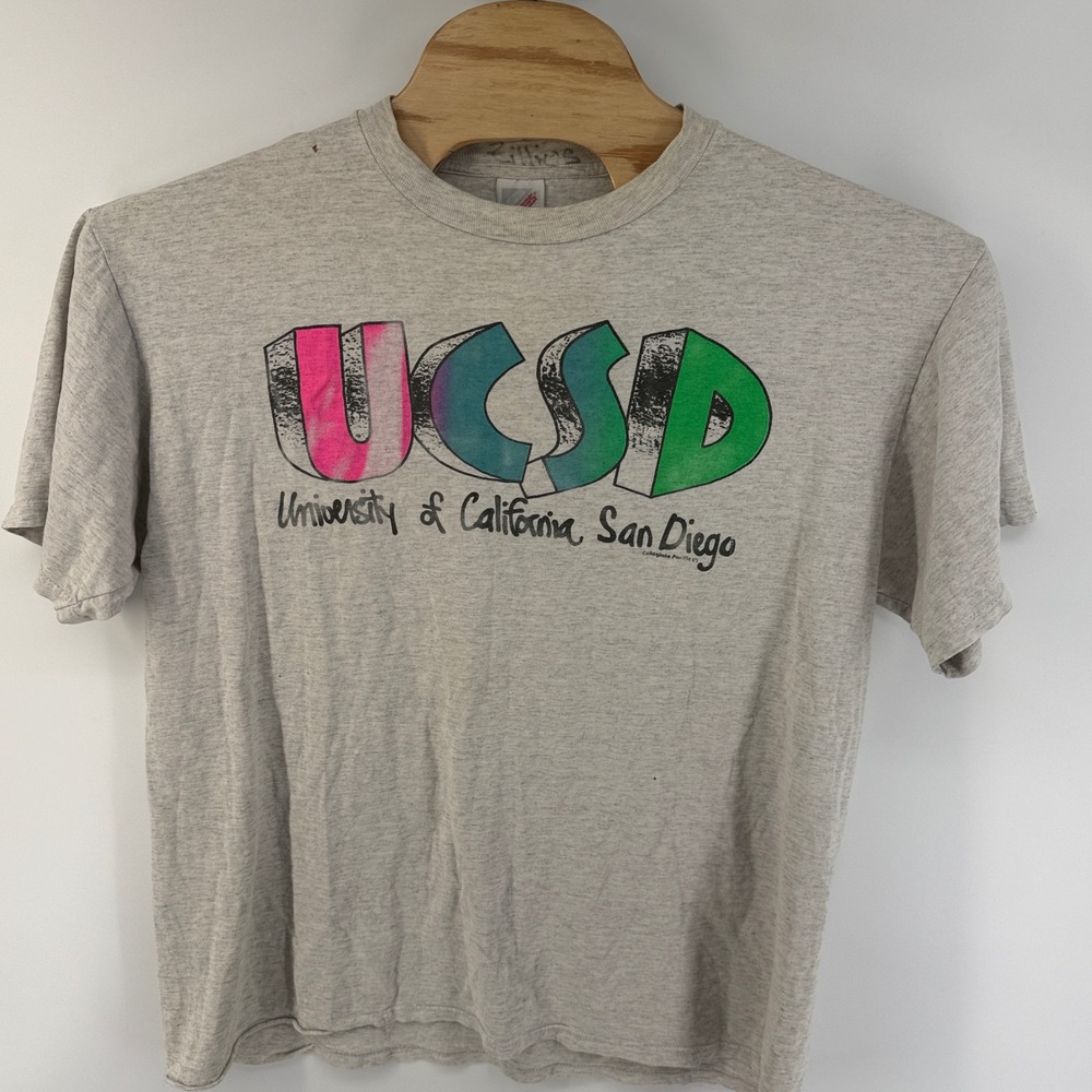 Vintage Jerzees UCSD University of California San Diego T-Shirt XL Gray 90s USA